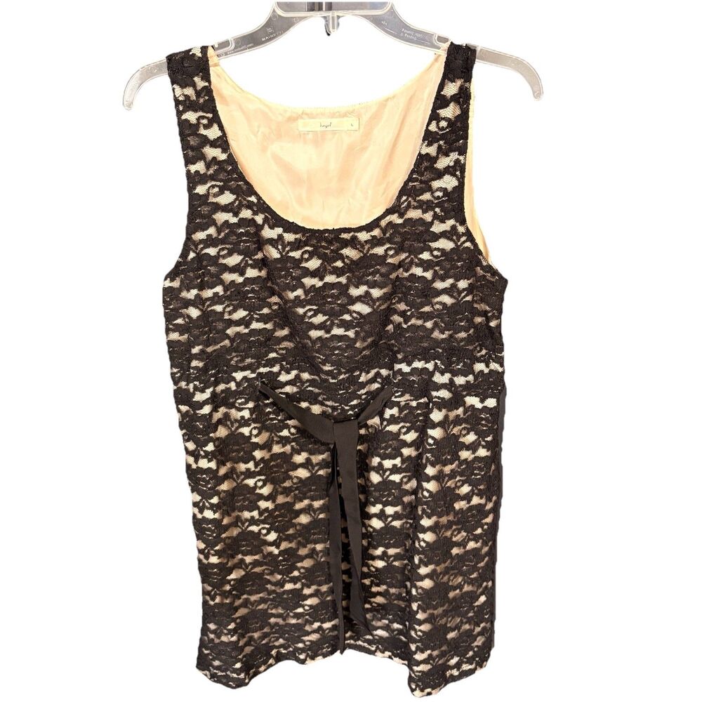 Hazel/Anthropologie Black Lace Dress Sleeveless Party Cocktail Fit & Flare Lg
